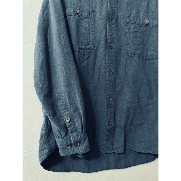 Duluth Trading Co Flannel Shirt Men’s Sz L Blue Button Up Long Sleeve Utility - Picture 3 of 10